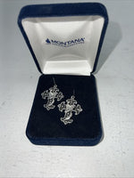 New Women’s Montana Silversmiths Silver Black Faith Cross Earrings. ER1183 A-28
