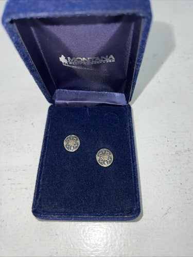 New Women’s Montana Silversmiths Gold Black Silver Star Oval Earrings. A-48