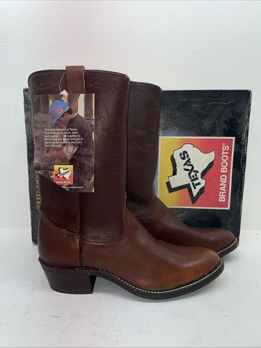 New Men’s Brown Texas Brand Cowboy Boots. 8021 12 D. 9-66