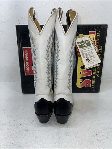 New Women’s White Texas Brand Cowboy Boots. 4627 6.5 6 1/2 M. 19-104
