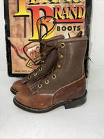 New Children’s Brown Texas Brand Lace Up Cowboy Boots. 3259 9 D. 24-42