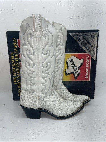 New Women’s White Texas Brand Cowboy Boots. 4207 6.5 6 1/2 M. 18-6