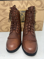 New Women’s Brown Lace Up Acme Cowboy Boots. 6 M. 20-122