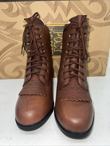 New Women’s Brown Lace Up Acme Cowboy Boots. 6 M. 20-122