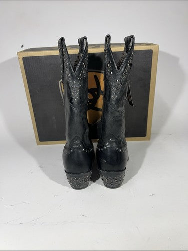 New Women’s Western Boots. Black Color Boot With Rhinestones. Size 8.5. 16-5