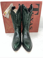 New Women’s Green Texas Brand Cowboy Boots. 4750 7.5 7 1/2 M. 17-29