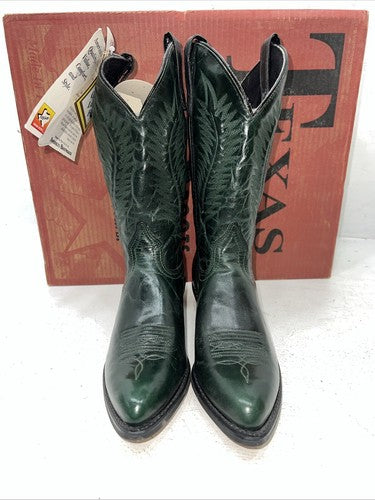 New Women’s Green Texas Brand Cowboy Boots. 4750 7.5 7 1/2 M. 17-29