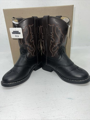 New Children Black Smoky Mountain Cowboy Boots. 1110 C 11.5 11 1/2. 24-109