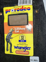 New Boys Black Wrangler Pro Rodeo Cowboy Cut Denim Jeans. 14/27 Regular C-21