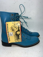 New Women’s Blue Lace Up Texas Brand Cowboy Boots. L 4465 7 M. 17-7