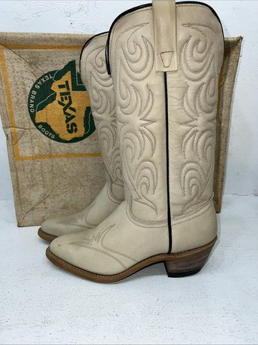 New Women’s Tan Texas Brand Cowboy Boots. L 140 6.5 6 1/2 M. 19-74