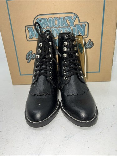 New Children’s Black Lace Up Smoky Mountain Cowboy Boots. 10. 24-38