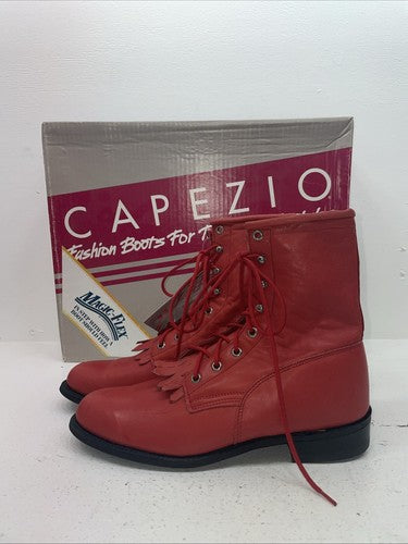 New Women’s Red Lace Up Capezio Cowboy Boots. L 503 9 M. 15-64