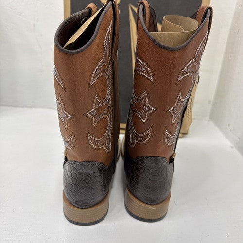 NEW DBL barrel Brand Western Brown Cowboy Boot Youth Size 4. #1-7