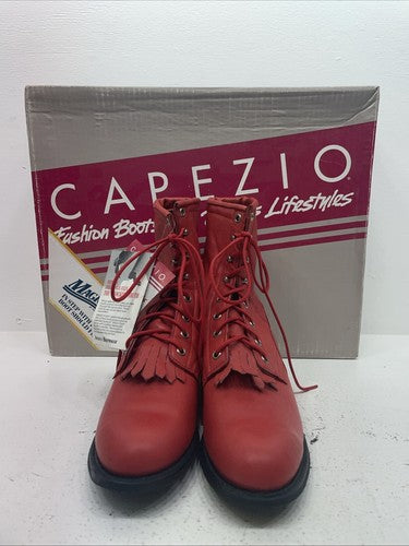 New Women’s Red Lace Up Capezio Cowboy Boots. L 503 9 M. 15-64