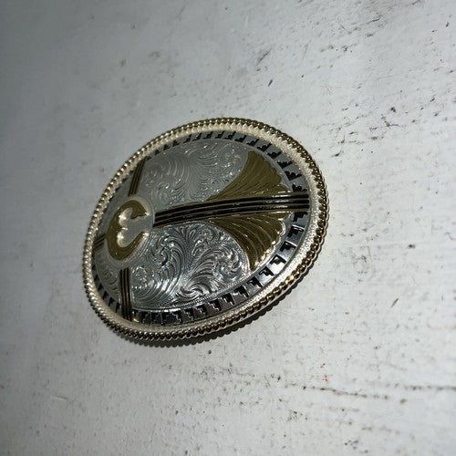 New Women’s Montana Silversmiths Large Oval “C” Belt Buckle. 6190c A-131