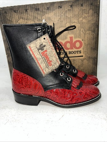 New Women’s Red Lace Up Laredo Cowboy Boots. 163 6.5 6 1/2 M. 19-125
