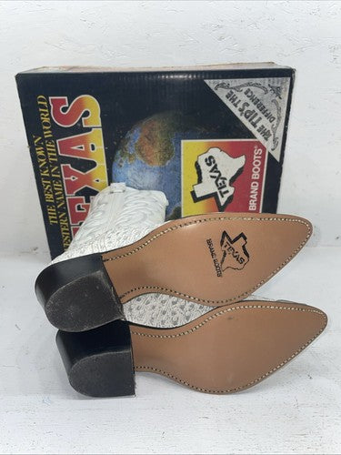 New Women’s White Texas Brand Cowboy Boots. 4207 6.5 6 1/2 M. 18-6