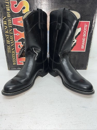 New Women’s Texas Brand Black Cowboy Boots. 4400 6.5 6 1/2 M. 19-43