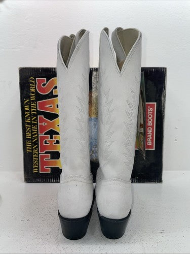 New Women’s White Texas Brand Cowboy Boots. L P198917 8.5 8 1/2 M. 15-44