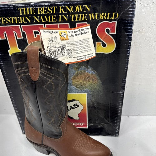 NEW Men’s Brown / Black Texas  Brand Western Boot Size 7.5. 2-1.