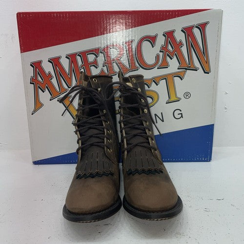 New Women’s Brown Lace Up American West Cowboy Boots. 5975 8 M. 15-129