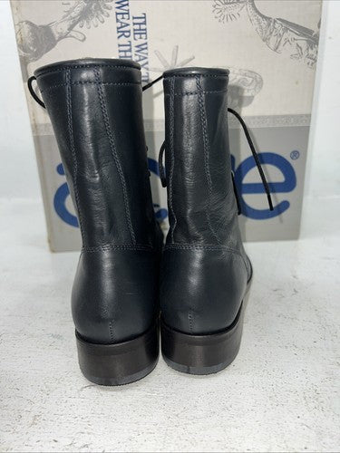 New Women’s Navy Lace Up Acme Cowboy Boots. C 4016 7 M. 18-89