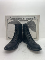 New Men’s Black Lace Up American West Cowboy Boots. 699111.5 11 1/2 E W. 9-84