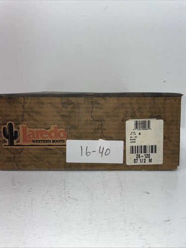 New Women’s Black Lace Up Laredo Cowboy Boots. 28-120 7.5 7 1/2 M. 16-40