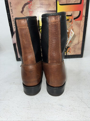 New Women’s Brown Lace Up Texas Brand Cowboy Boots. 4460 7.5 7 1/2 M. 17-73