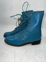 New Women’s Blue Lace Up Texas Brand Cowboy Boots. L 4465 7 M. 17-7