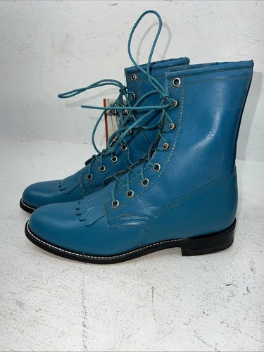 New Women’s Blue Lace Up Texas Brand Cowboy Boots. L 4465 7 M. 17-7