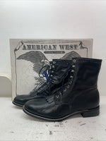 New Men’s Black Lace Up American West Cowboy Boots. 6991 13 E W. 9-27