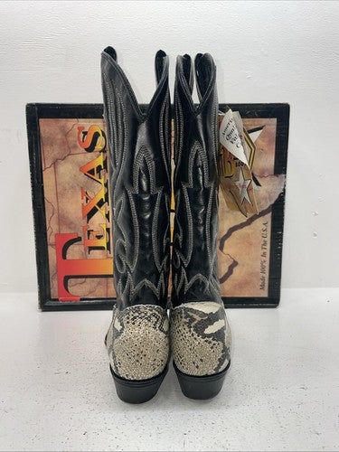 New Women’s Black Snake Skins Texas Brand Cowboy Boots. 4841 8.5 8 1/2 M. 15-27