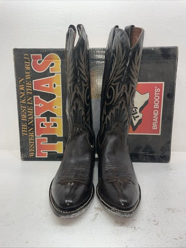 New Men’s Brown Texas Brand Cowboy Boots. 7901 11 D. 9-92