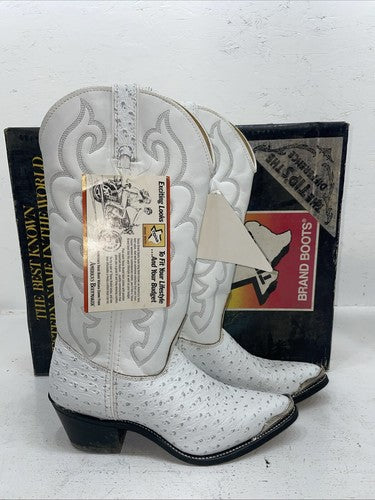 New Women’s White Texas Brand Cowboy Boots. 4207 7.5 7 1/2 M. 17-20 