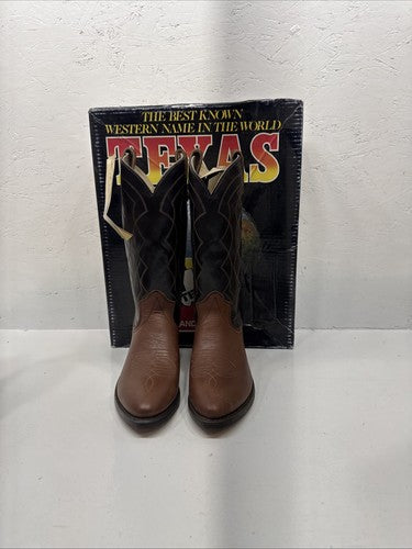 NEW Men’s Brown / Black Texas  Brand Western Boot Size 7.5. 2-1.