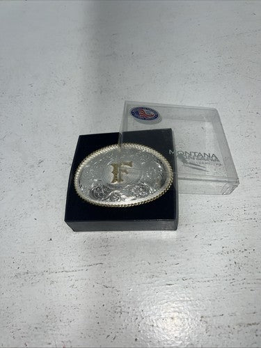 New Women’s Montana Silversmiths Medium Oval “F” Belt Buckle. 700F A-109
