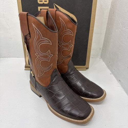 NEW DBL barrel Brand Western Brown Cowboy Boot Youth Size 4. #1-7