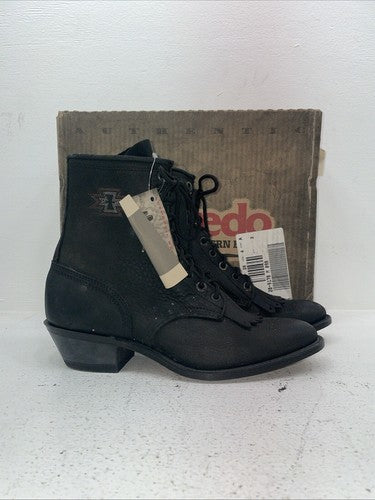 New Women’s Black Lace Up Laredo Cowboy Boots. 29-9178 9 M. 15-80