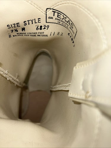 New Women’s Cream Texas Brand Cowboy Boots. 6829 7.5 7 1/2 M. 17-96