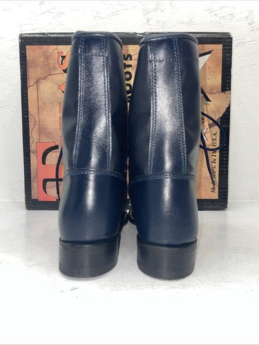 New Women’s Navy Lace Up Texas Brand Cowboy Boots. 4445 8 M. 16-57