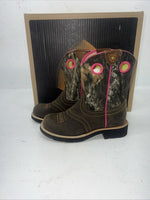 New Children’s Brown Pink Camo Ariat Cowboy Boots. 8724 1 M. 24-14