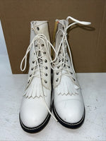 New Women’s White Lace Up Texas Brand Cowboy Boots. S 439 7 M. 18-80