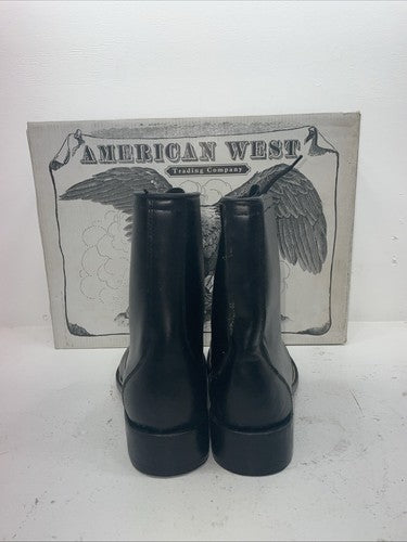 New Men’s Black Lace Up American West Cowboy Boots. 699111.5 11 1/2 E W. 9-84