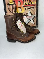 New Children’s Brown Texas Brand Lace Up Cowboy Boots. 3259 9 D. 24-42