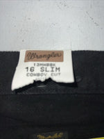New Boys Black Wrangler Pro Rodeo Cowboy Cut Denim Jeans. 16 Slim B-31