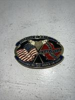 New Blue Red Silver Eagle Flag Belt Buckle. 2432 F-19