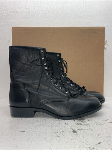 New Men’s Black Lace Up J Chisholm Cowboy Boots. 02000 12 D. 10-62