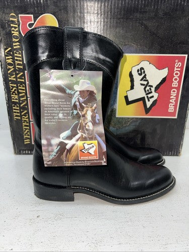 New Women’s Texas Brand Black Cowboy Boots. 4400 6.5 6 1/2 M. 19-43
